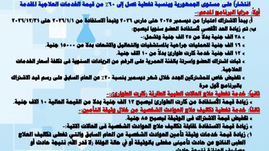 صورة اعلان قرب بدء الاشتراك والتجديد فى برنامج الرعاية الصحية المدعم